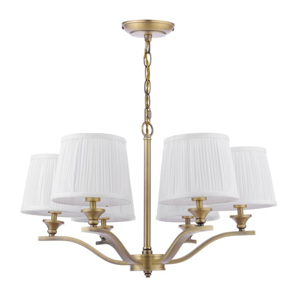 (image for) Laura Ashley Hemsley 6 Light Chandelier Matt Antique Brass With Shade